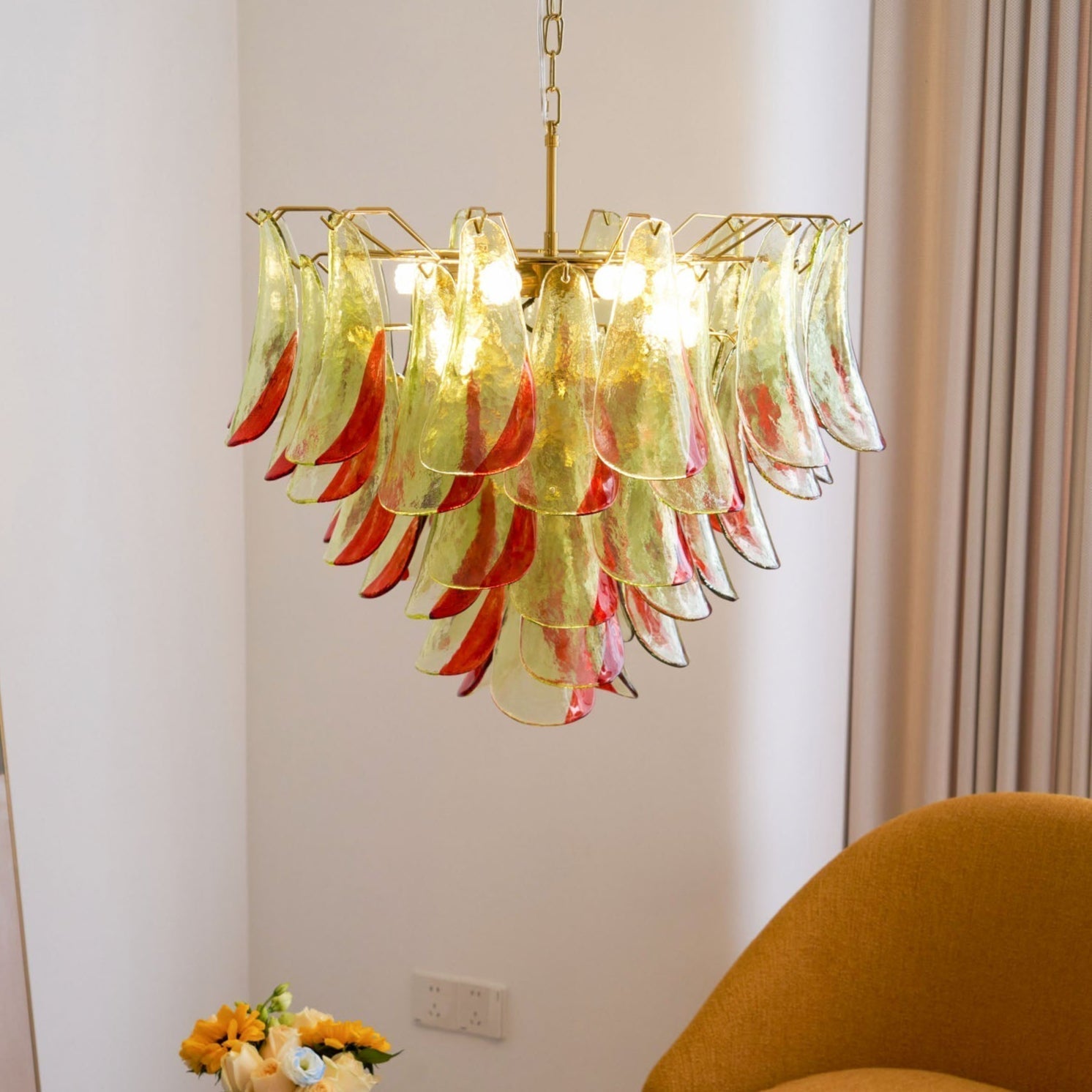 Celoraria Chandelier Murano Glass Petal Elegant
