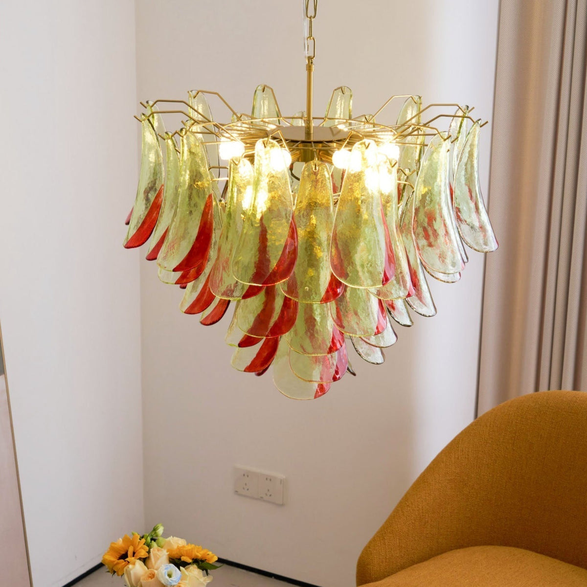 Celoraria Chandelier Murano Glass Petal Elegant