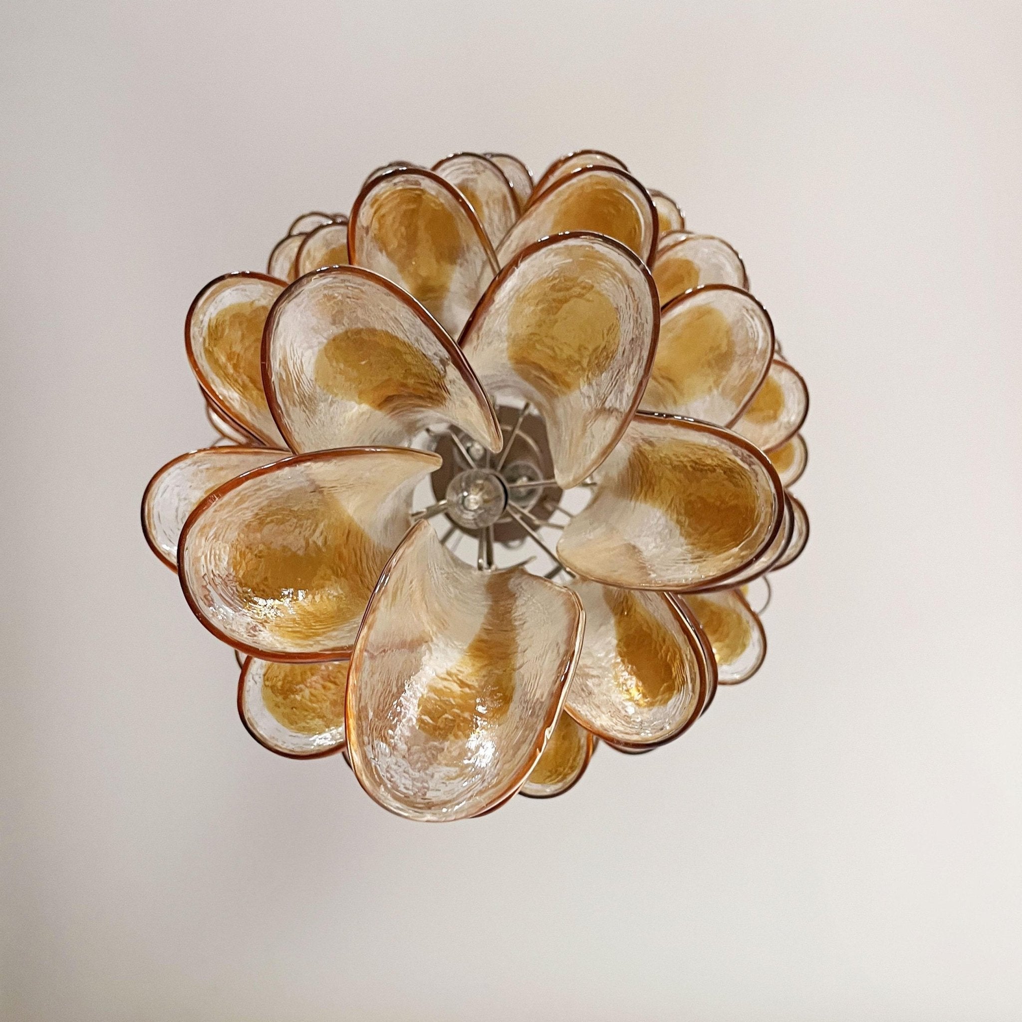 Eirinira Chandelier Gold Murano Glass Petals Layered Cascading