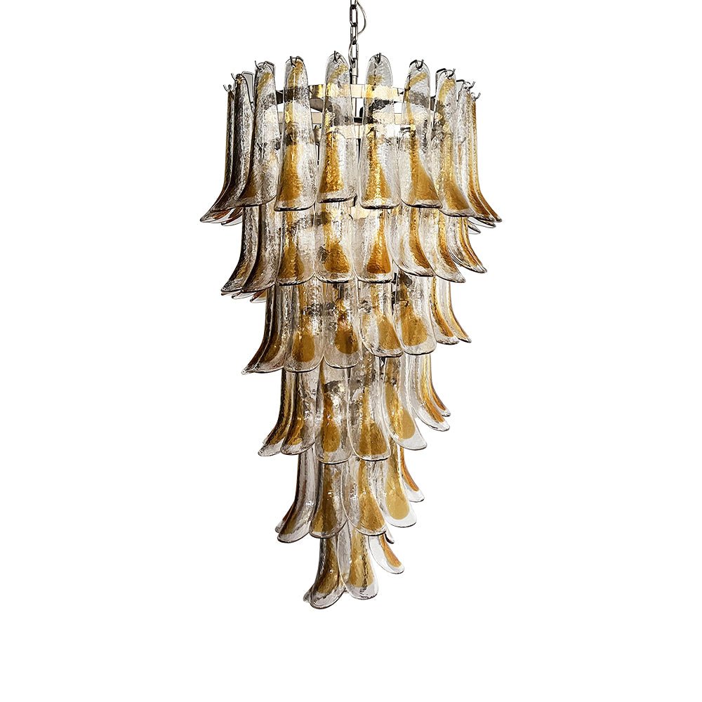 Eirinira Chandelier Gold Murano Glass Petals Layered Cascading