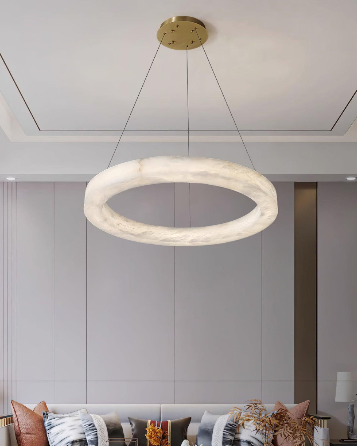 Vaelen Alabaster Multi-Ring Pendant Light