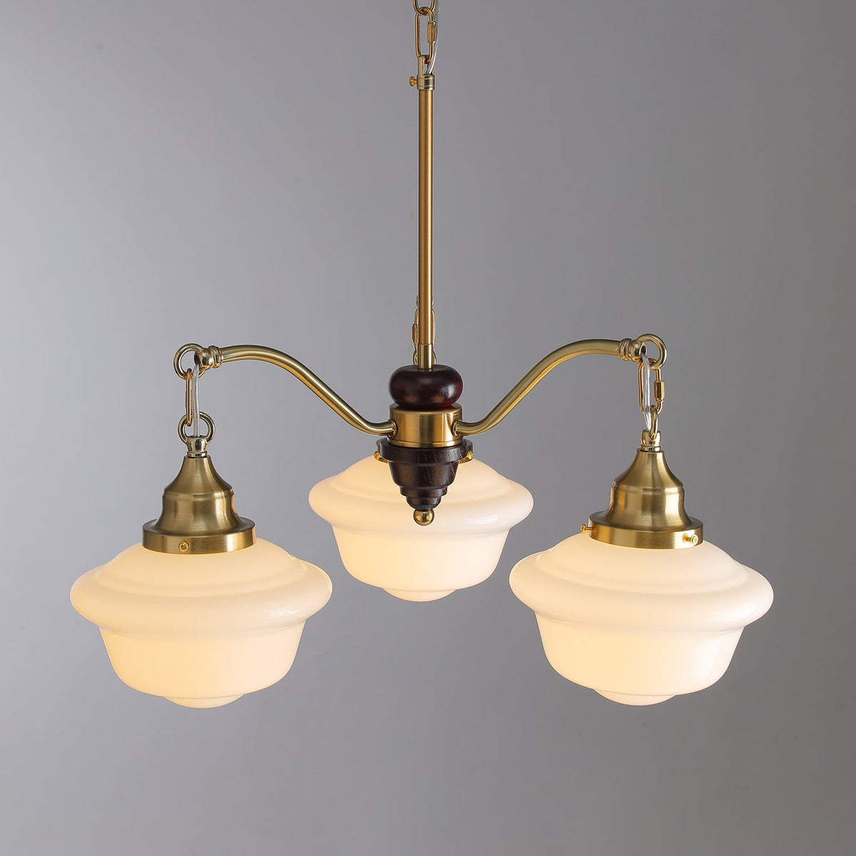 Syloira Chandelier Brass Wood Frosted Glass Classic