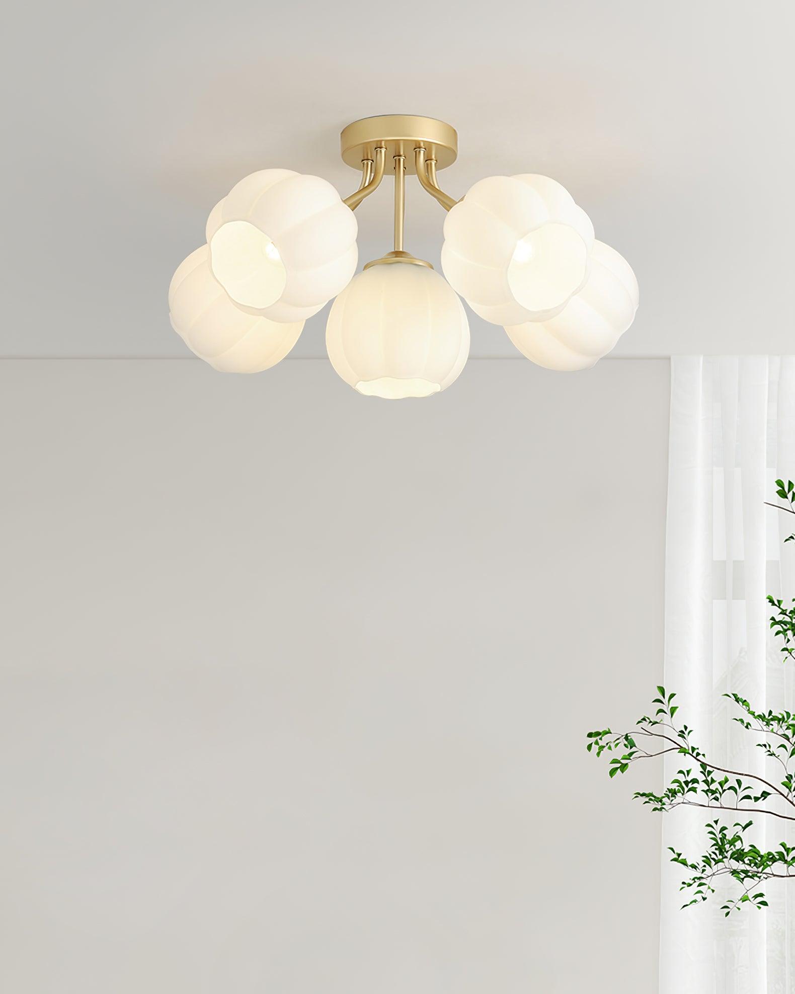 Ceiling Light Petal Globe Cluster Soft Glow Romantic Floral - Neutral Decor