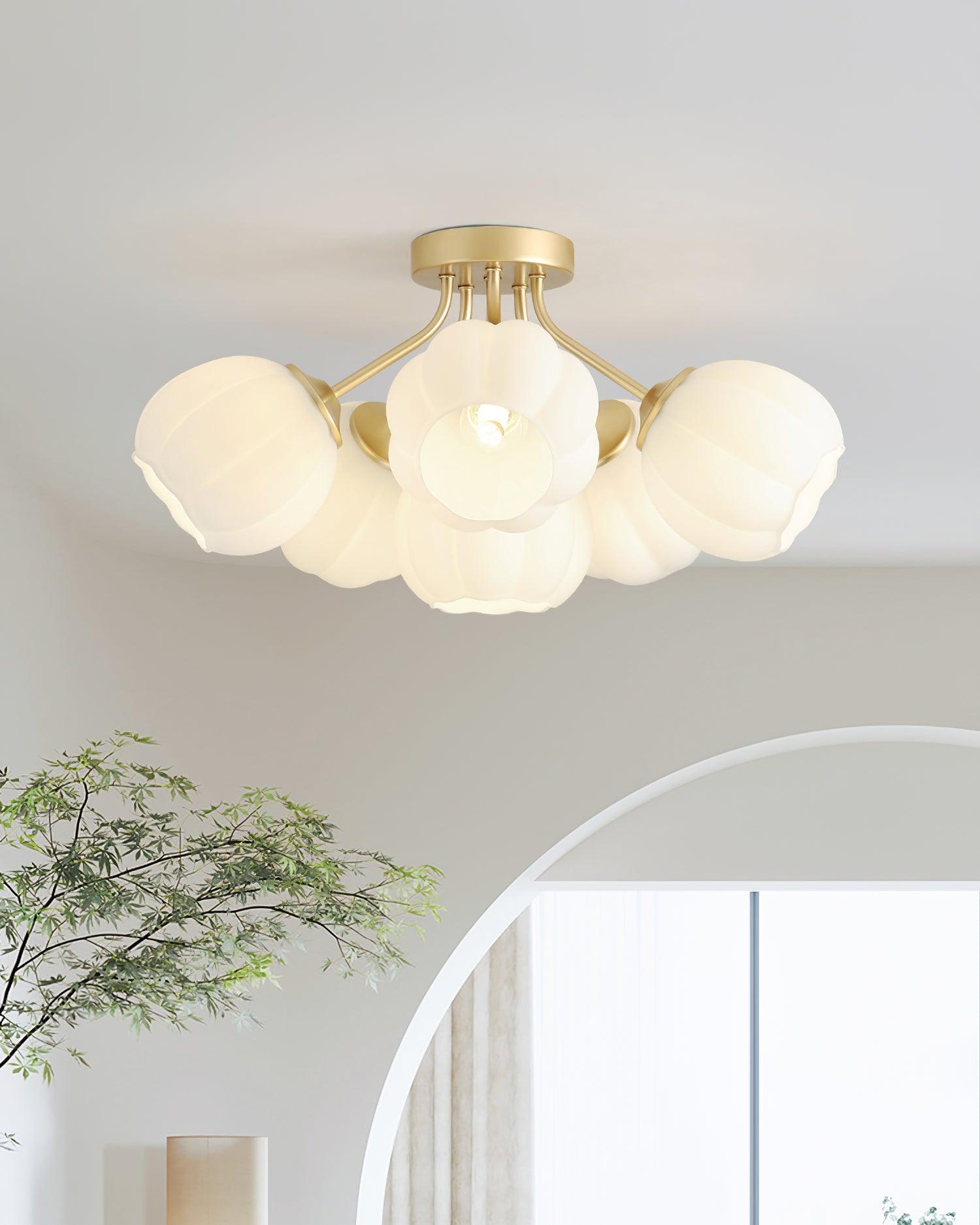 Ceiling Light Petal Globe Cluster Soft Glow Romantic Floral - Neutral Decor