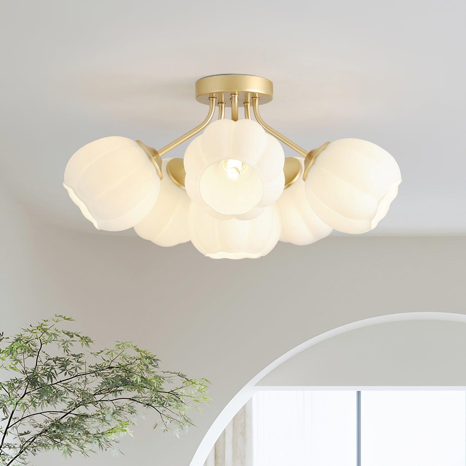 Ceiling Light Petal Globe Cluster Soft Glow Romantic Floral - Neutral Decor