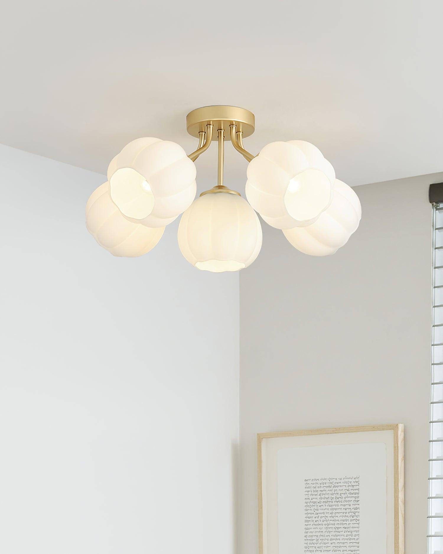 Ceiling Light Petal Globe Cluster Soft Glow Romantic Floral - Neutral Decor
