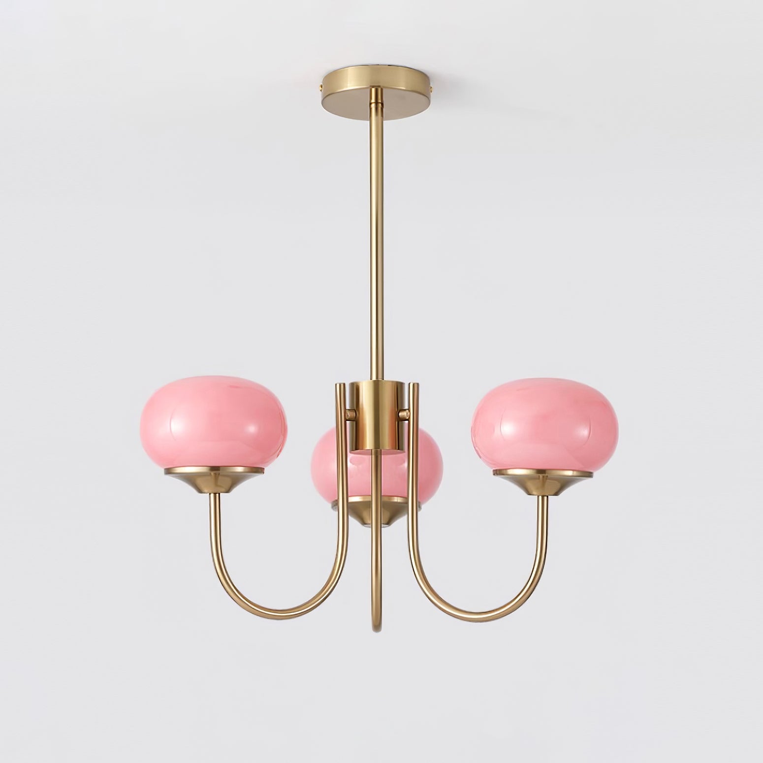 Lustra Chandelier Pink Glass Globe Gold - Neutral Decor