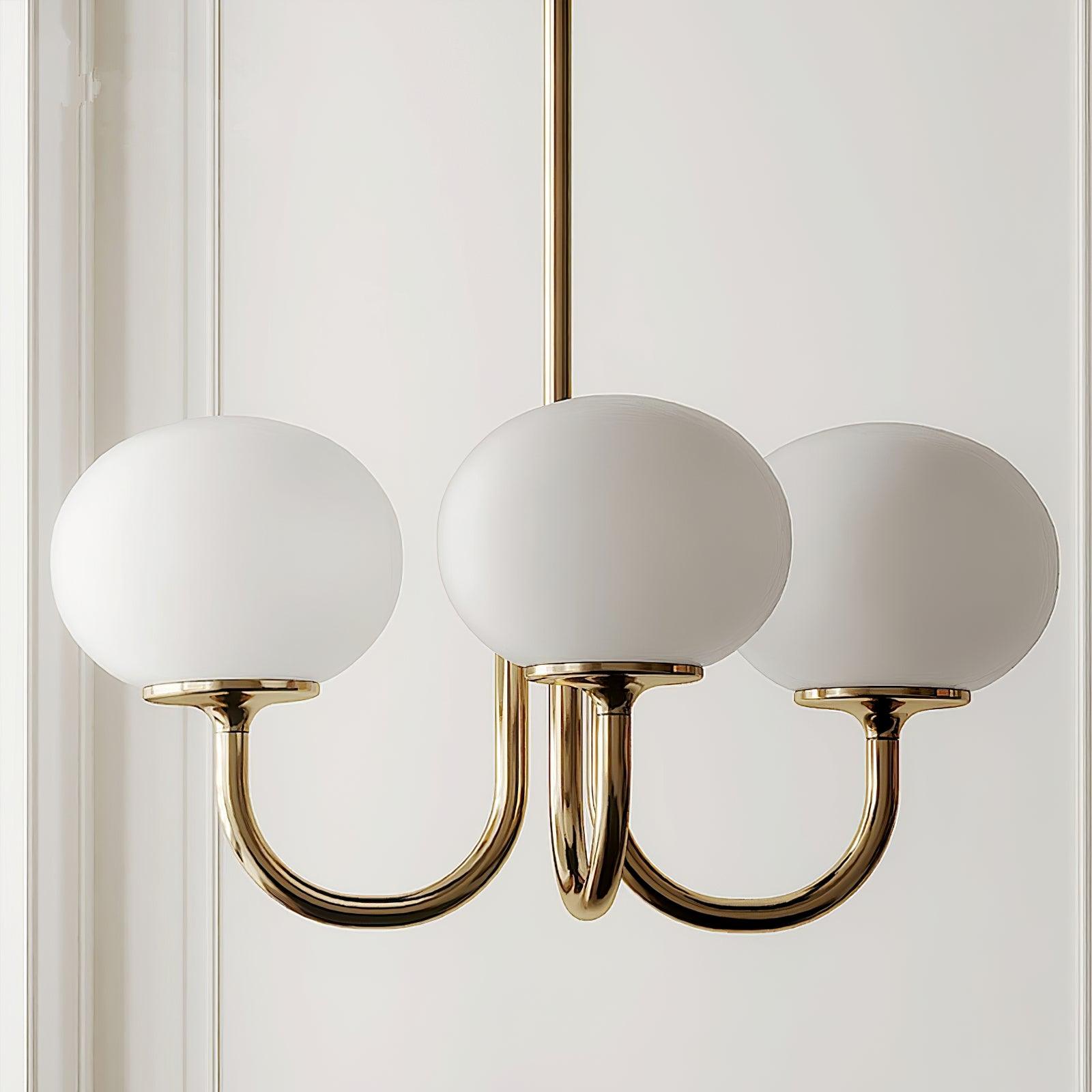 Lustra Chandelier Pink Glass Globe Gold - Neutral Decor