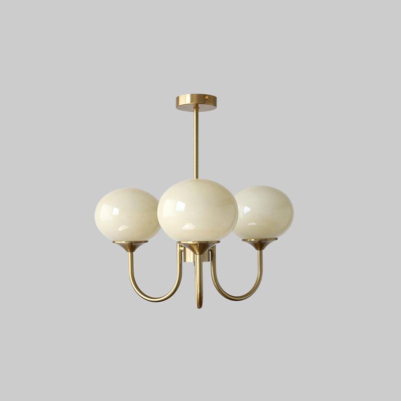 Lustra Chandelier Pink Glass Globe Gold - Neutral Decor