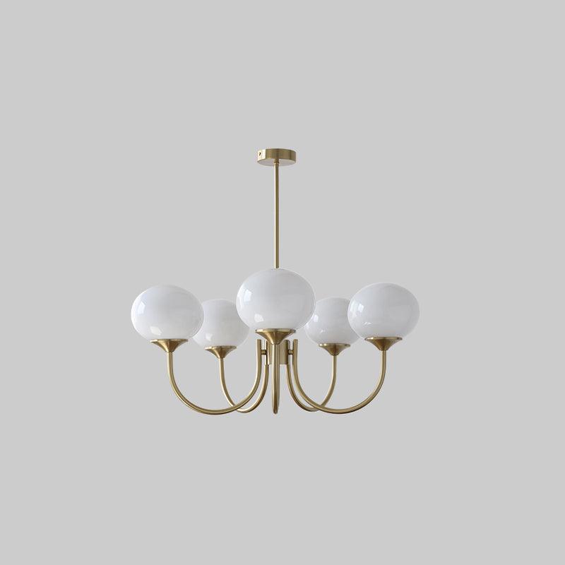 Lustra Chandelier Pink Glass Globe Gold - Neutral Decor