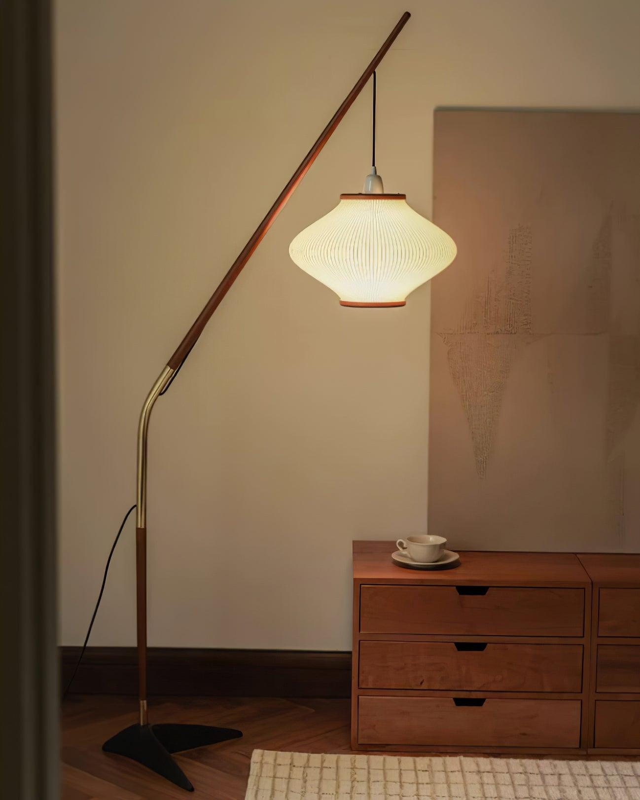 Ervenil Mid Century Wood & Glass Floor Lamp
