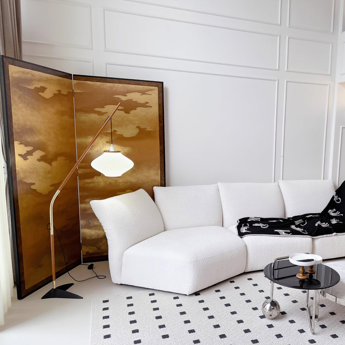 Ervenil Mid Century Wood & Glass Floor Lamp