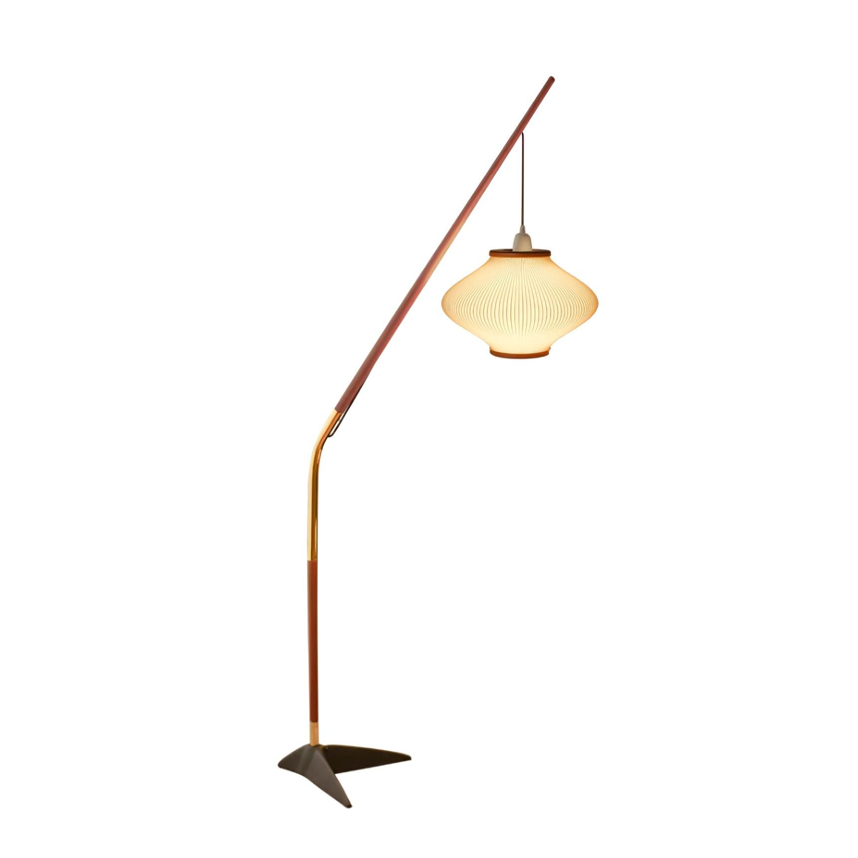 Ervenil Mid Century Wood & Glass Floor Lamp