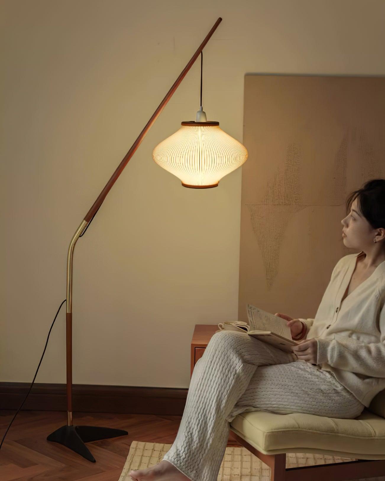 Ervenil Mid Century Wood & Glass Floor Lamp