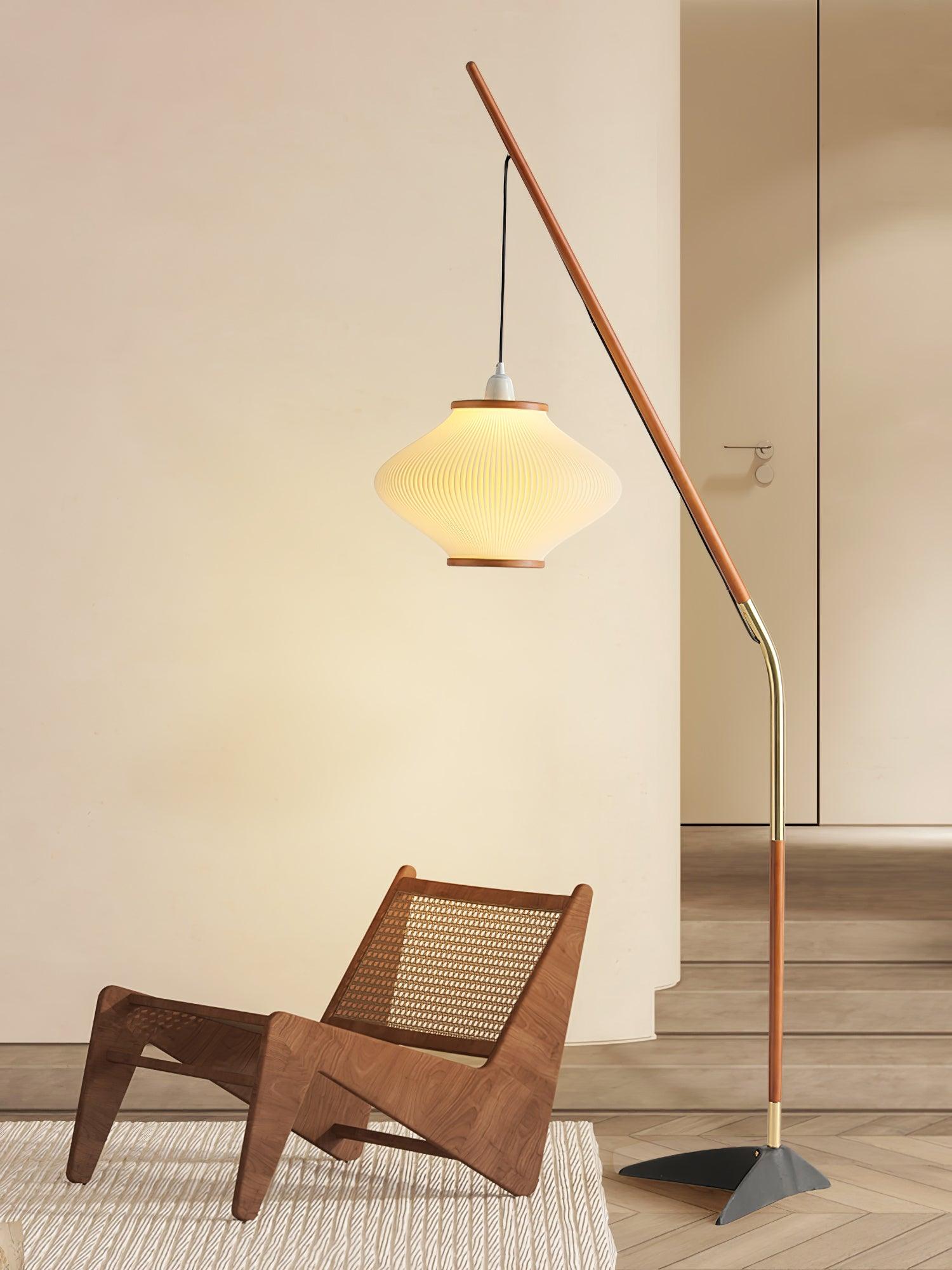 Ervenil Mid Century Wood & Glass Floor Lamp