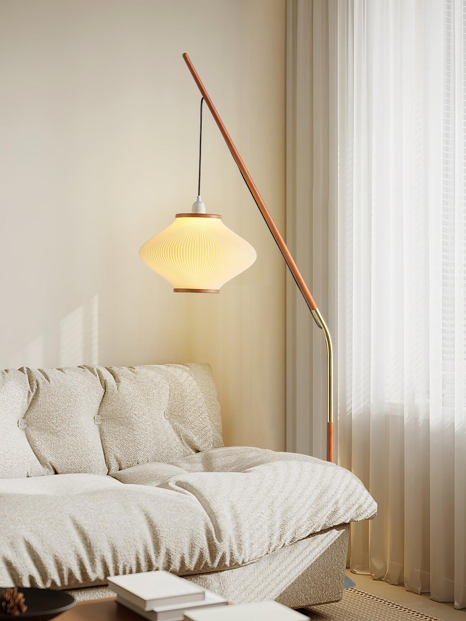 Ervenil Mid Century Wood & Glass Floor Lamp