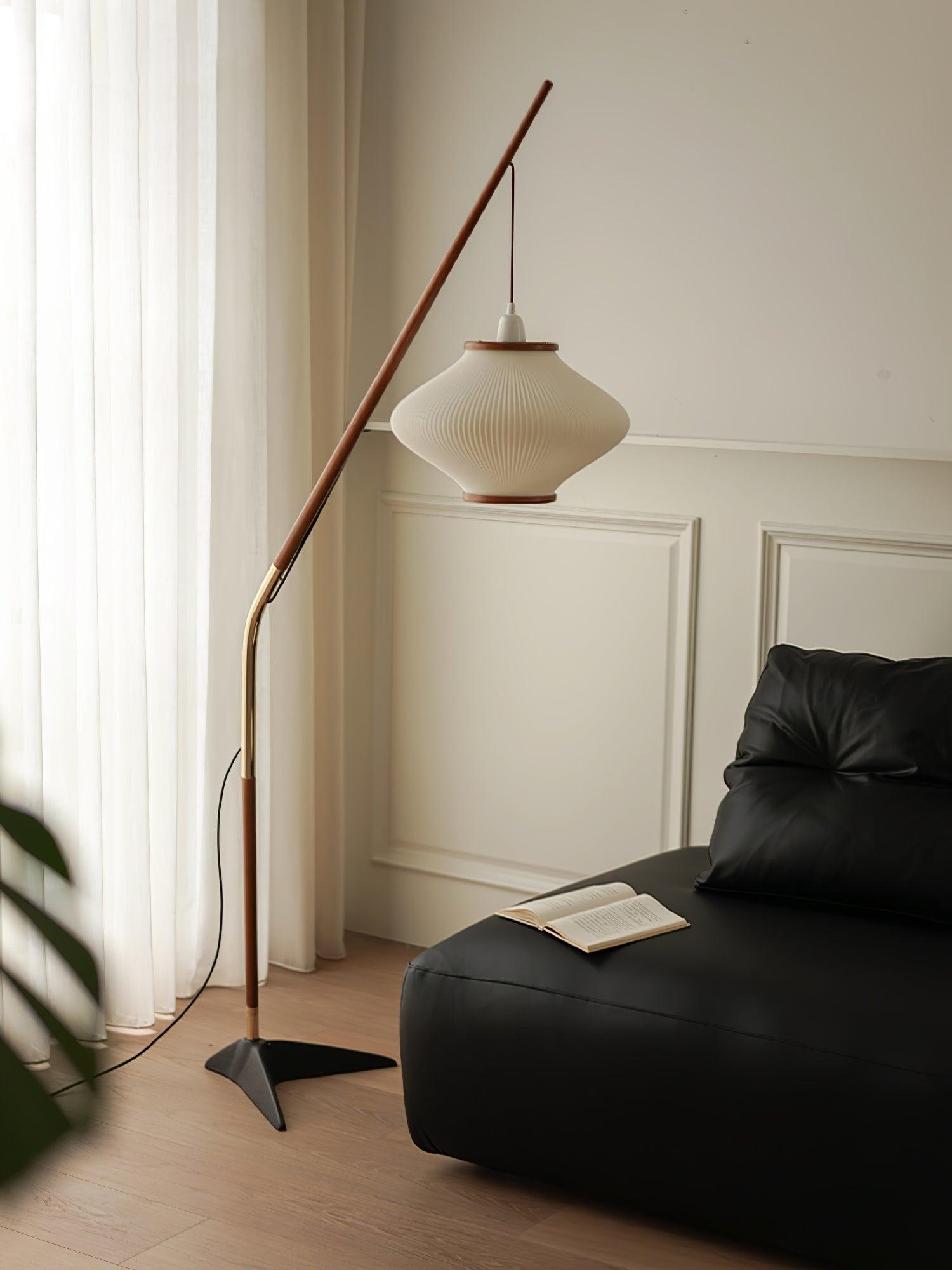 Ervenil Mid Century Wood & Glass Floor Lamp