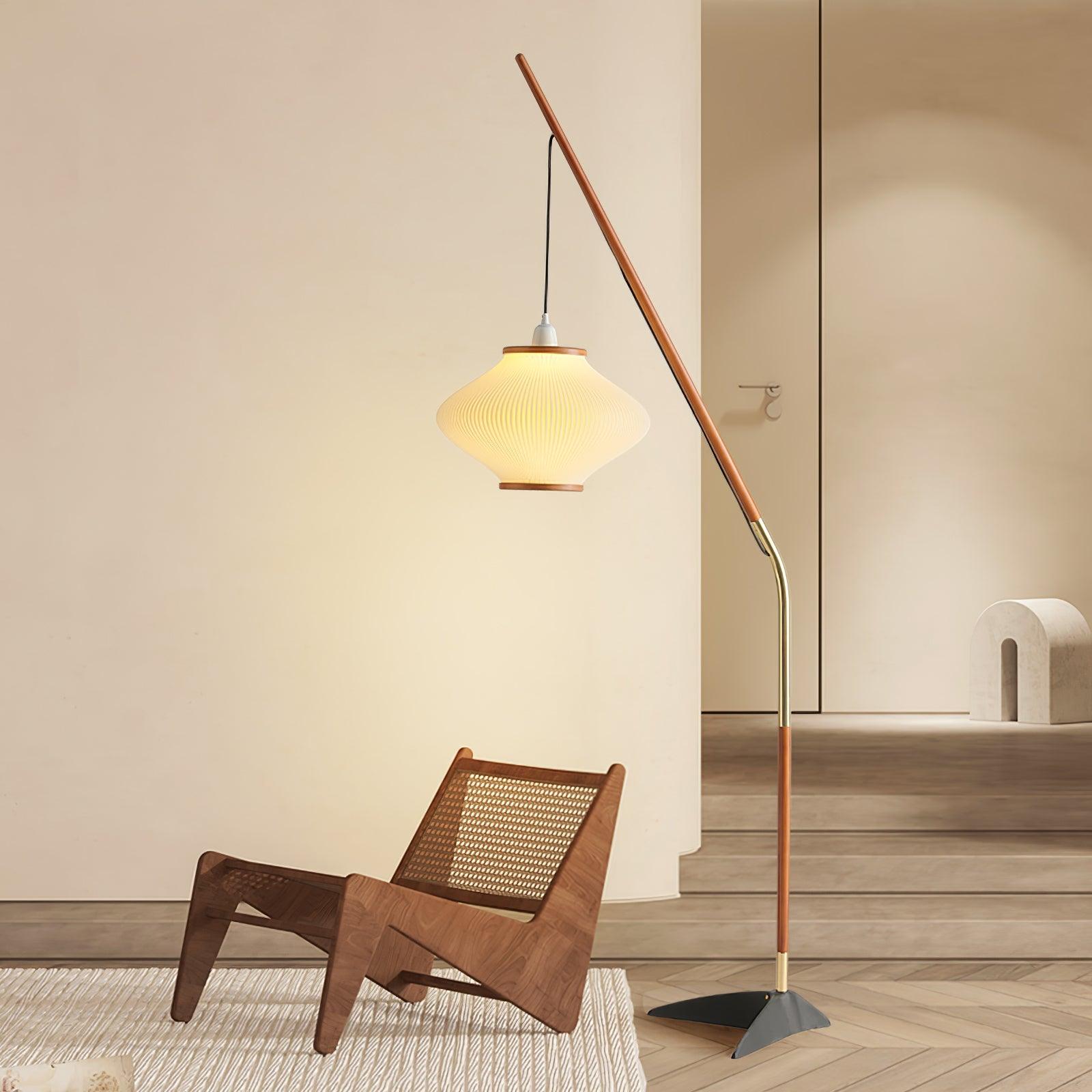 Ervenil Mid Century Wood & Glass Floor Lamp
