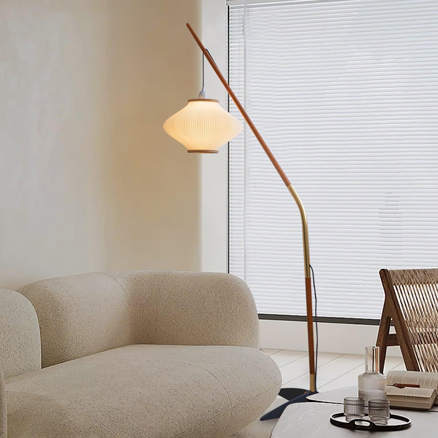 Ervenil Mid Century Wood & Glass Floor Lamp