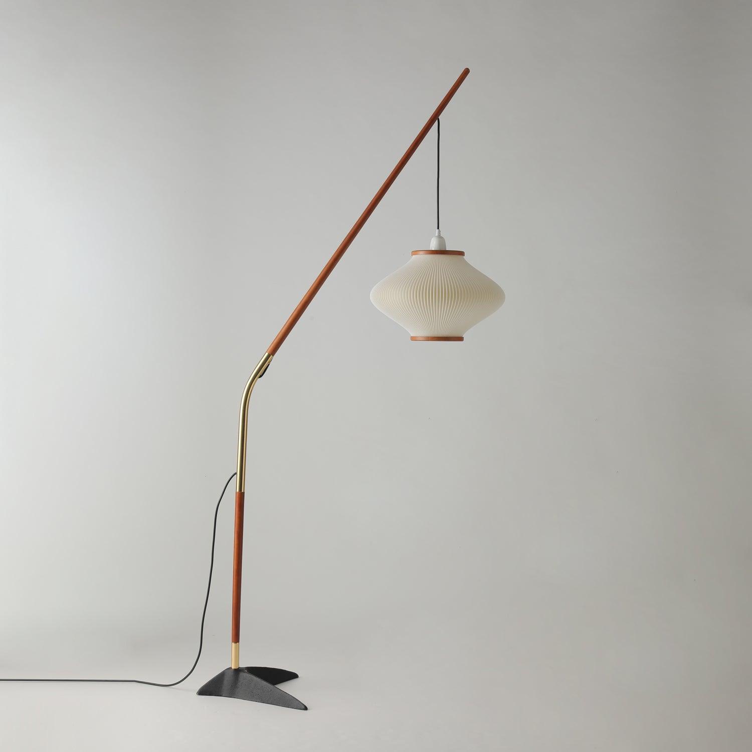 Ervenil Mid Century Wood & Glass Floor Lamp