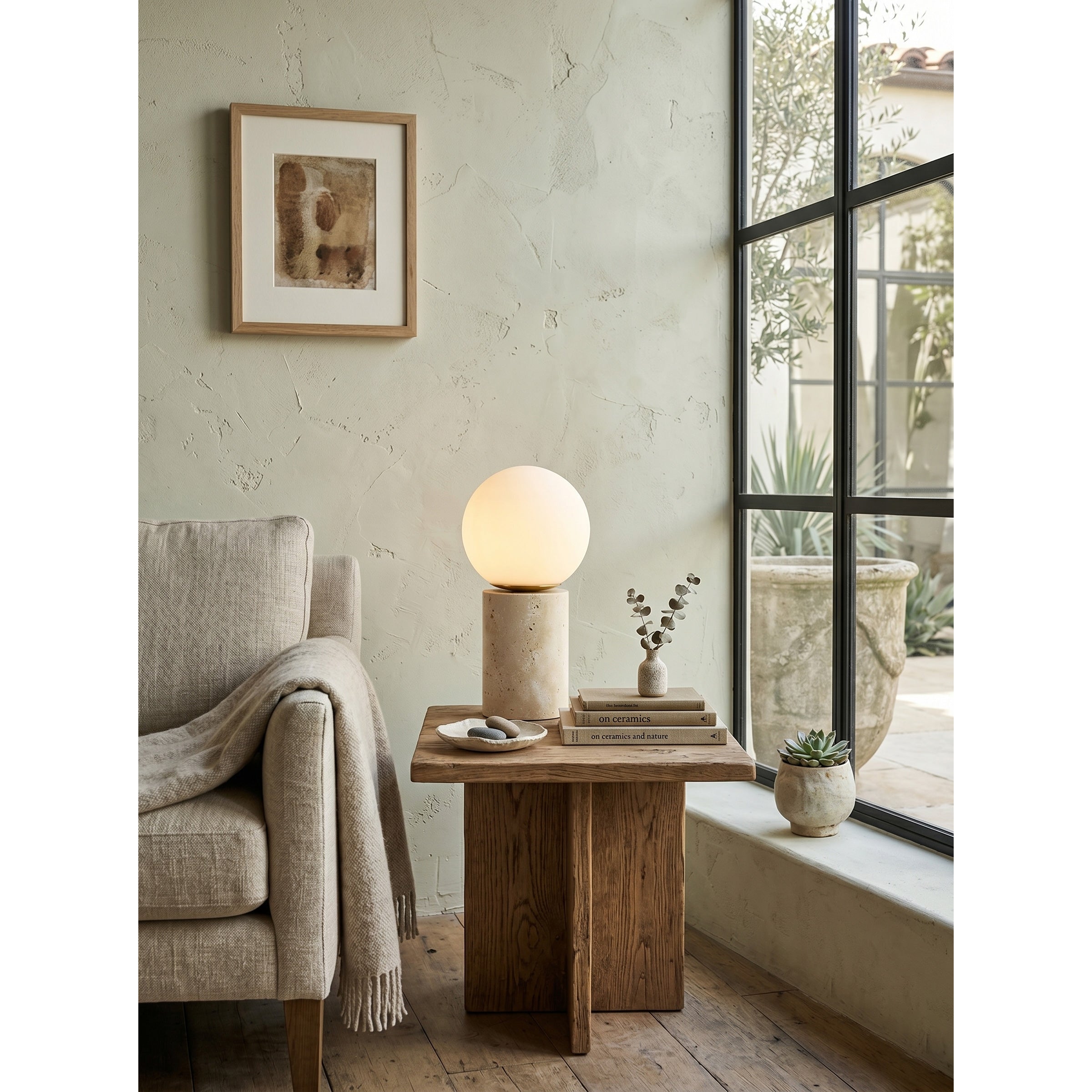 Norinise Stone Travertine Table Lamp