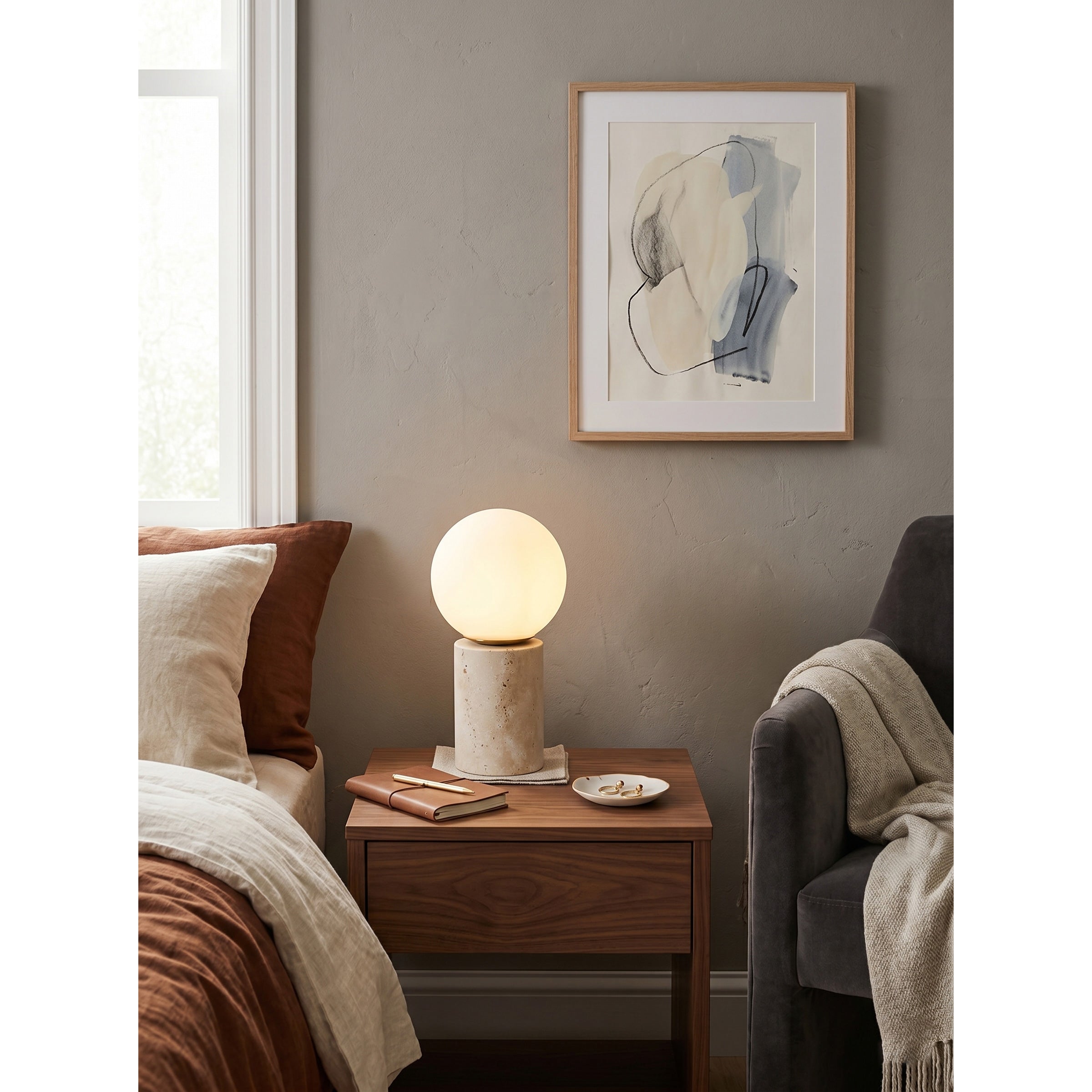 Norinise Stone Travertine Table Lamp