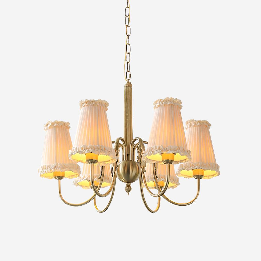 Faylin Vintage Brass Chandelier with Pleated Shades - Neutral Decor