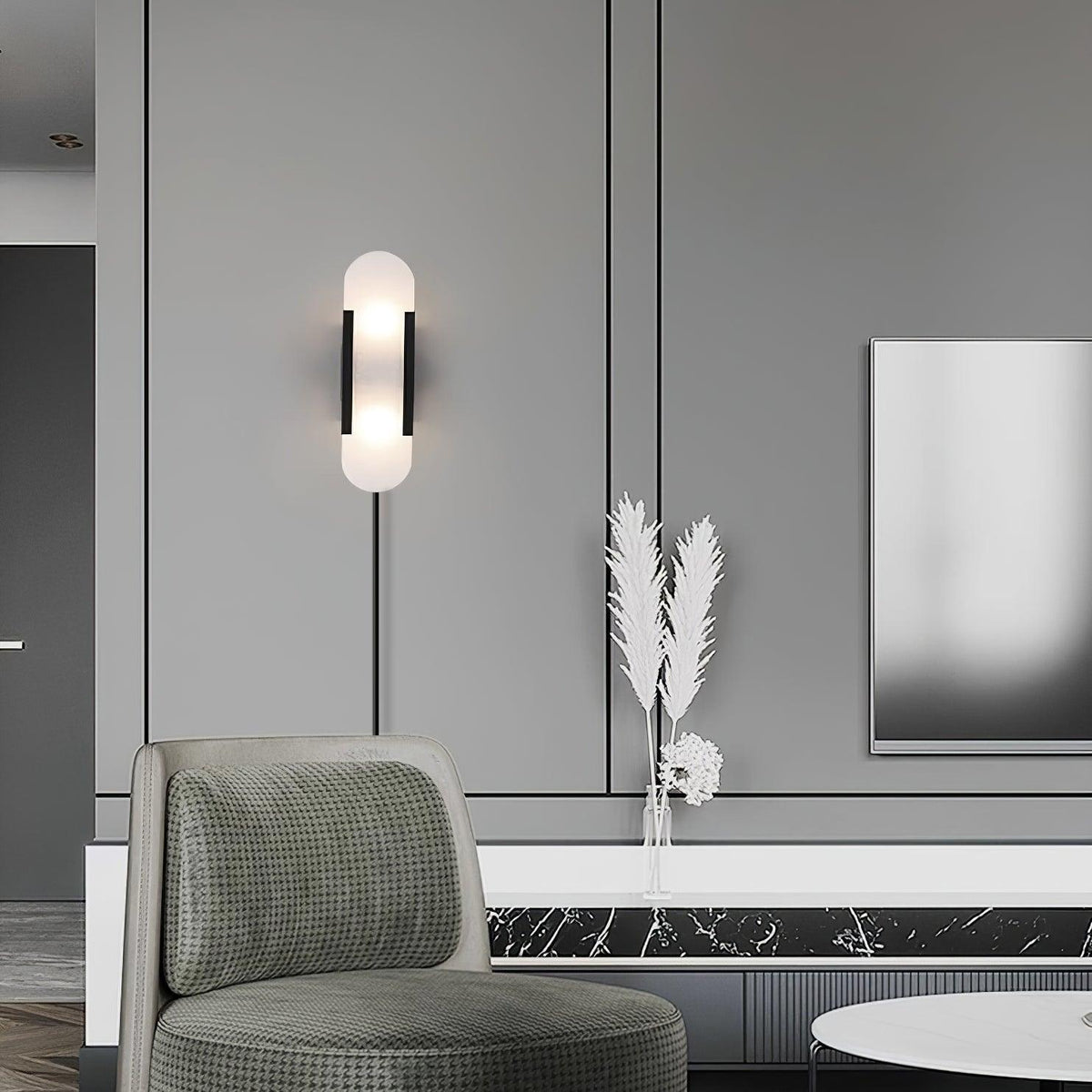 Bano Oblong Alabaster Plug Wall Light