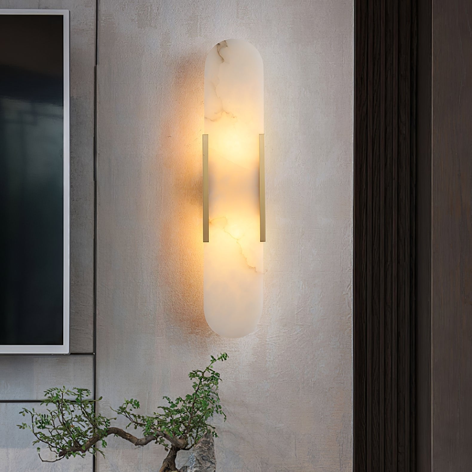 Bano Oblong Alabaster Plug Wall Light