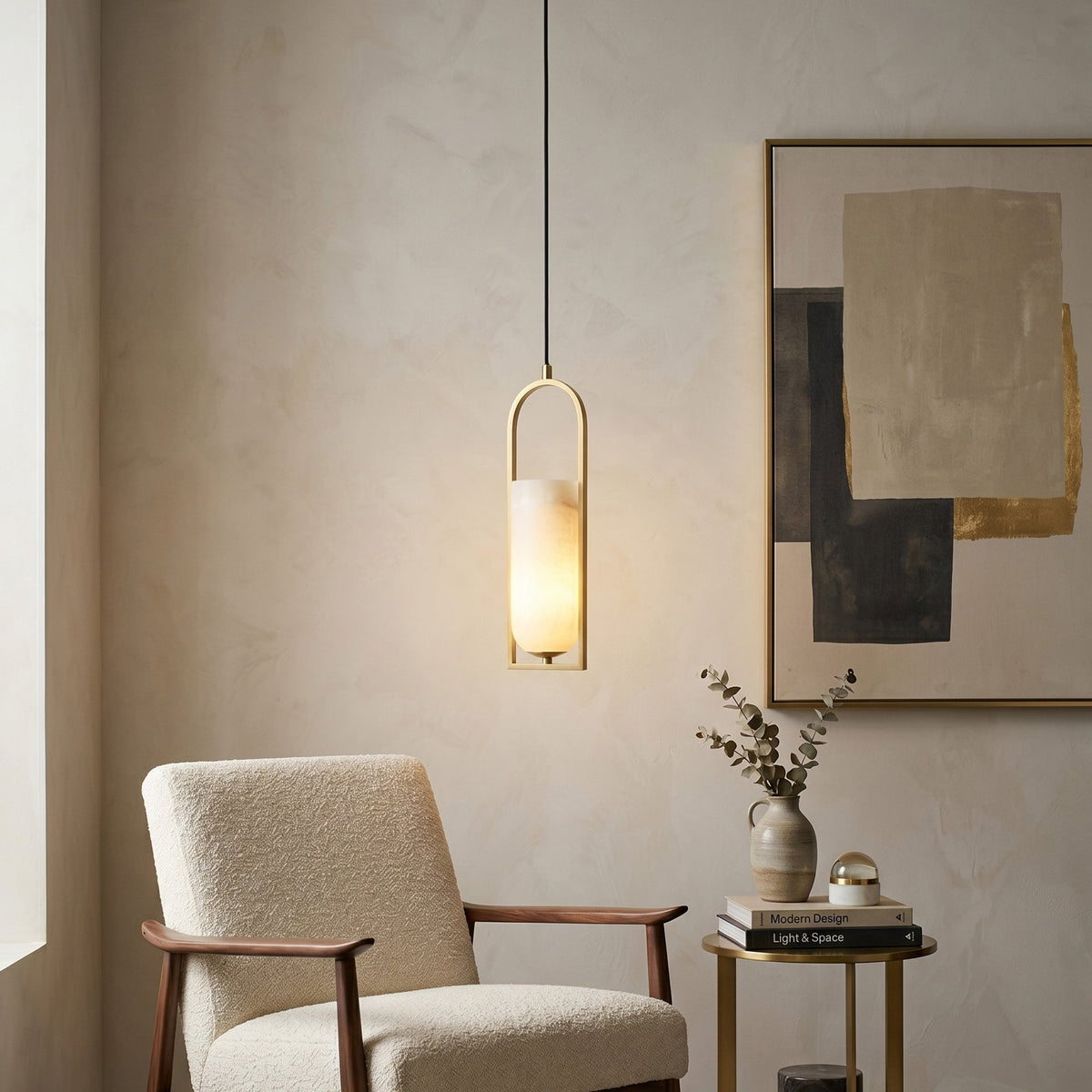 Svala Arch Alabaster Pendant Light