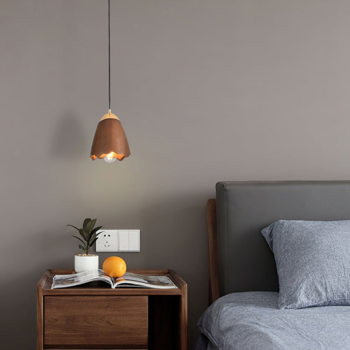 Sartin Modern Minimalist Bell Wood Pendant Lamp