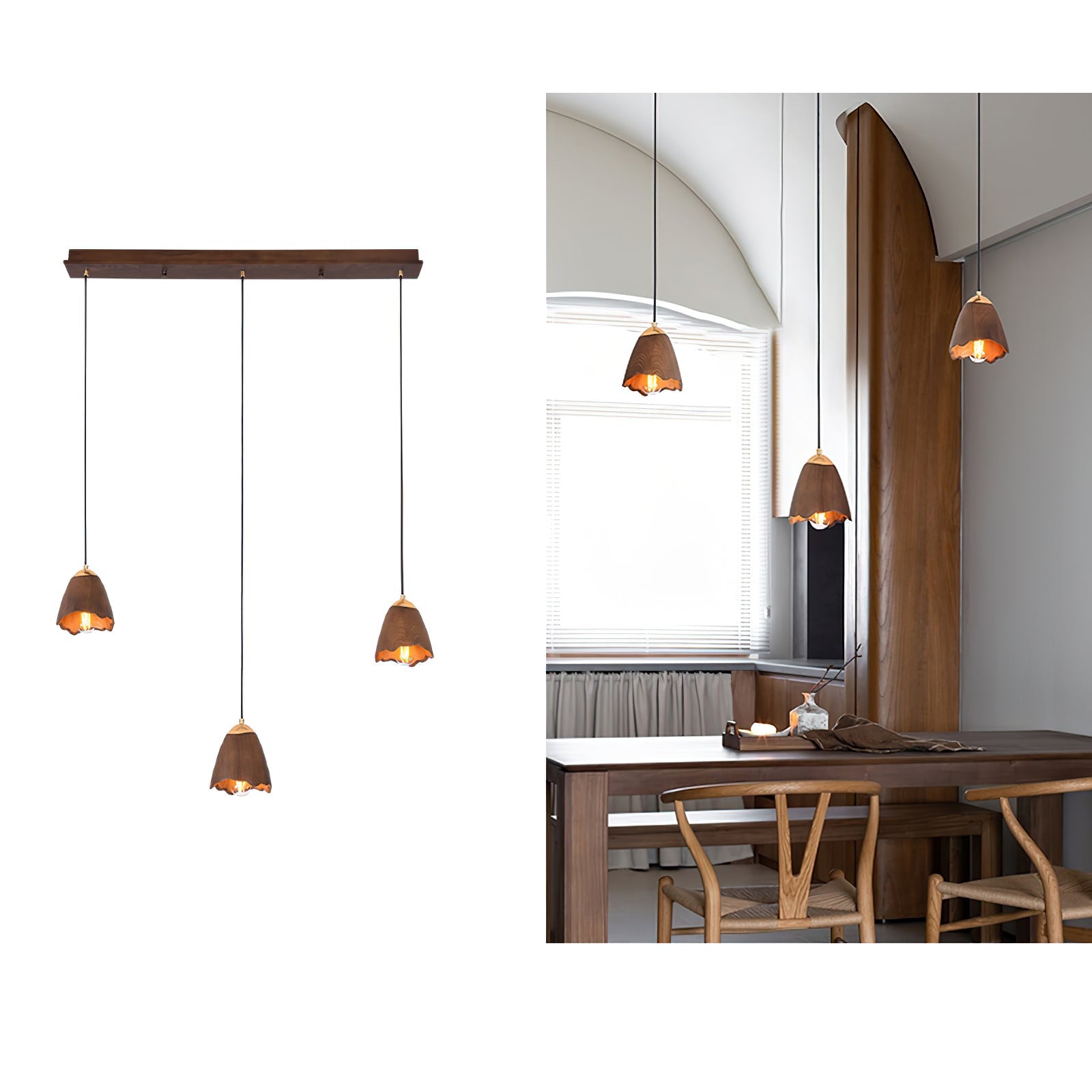 Sartin Modern Minimalist Bell Wood Pendant Lamp