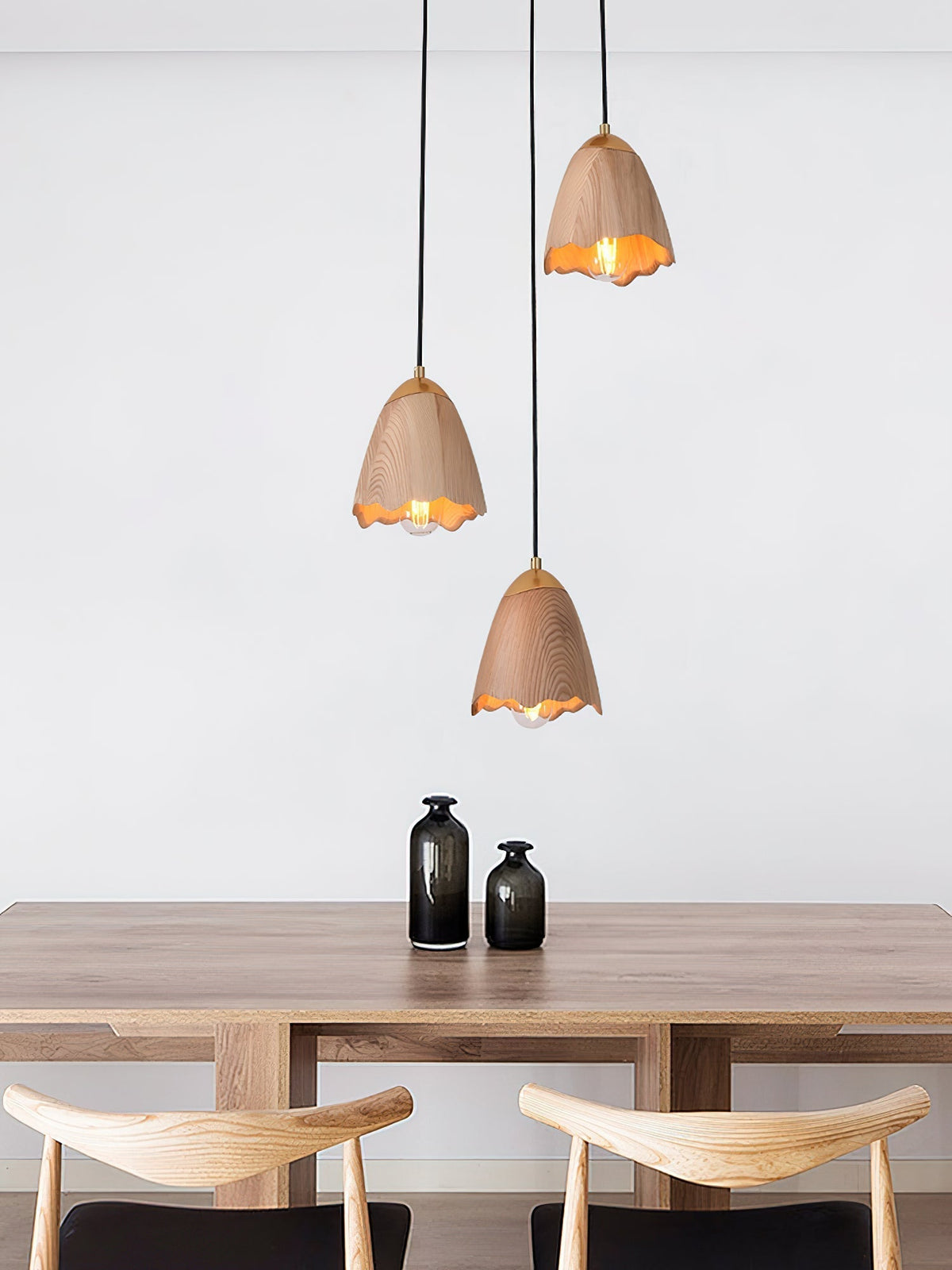 Sartin Modern Minimalist Bell Wood Pendant Lamp