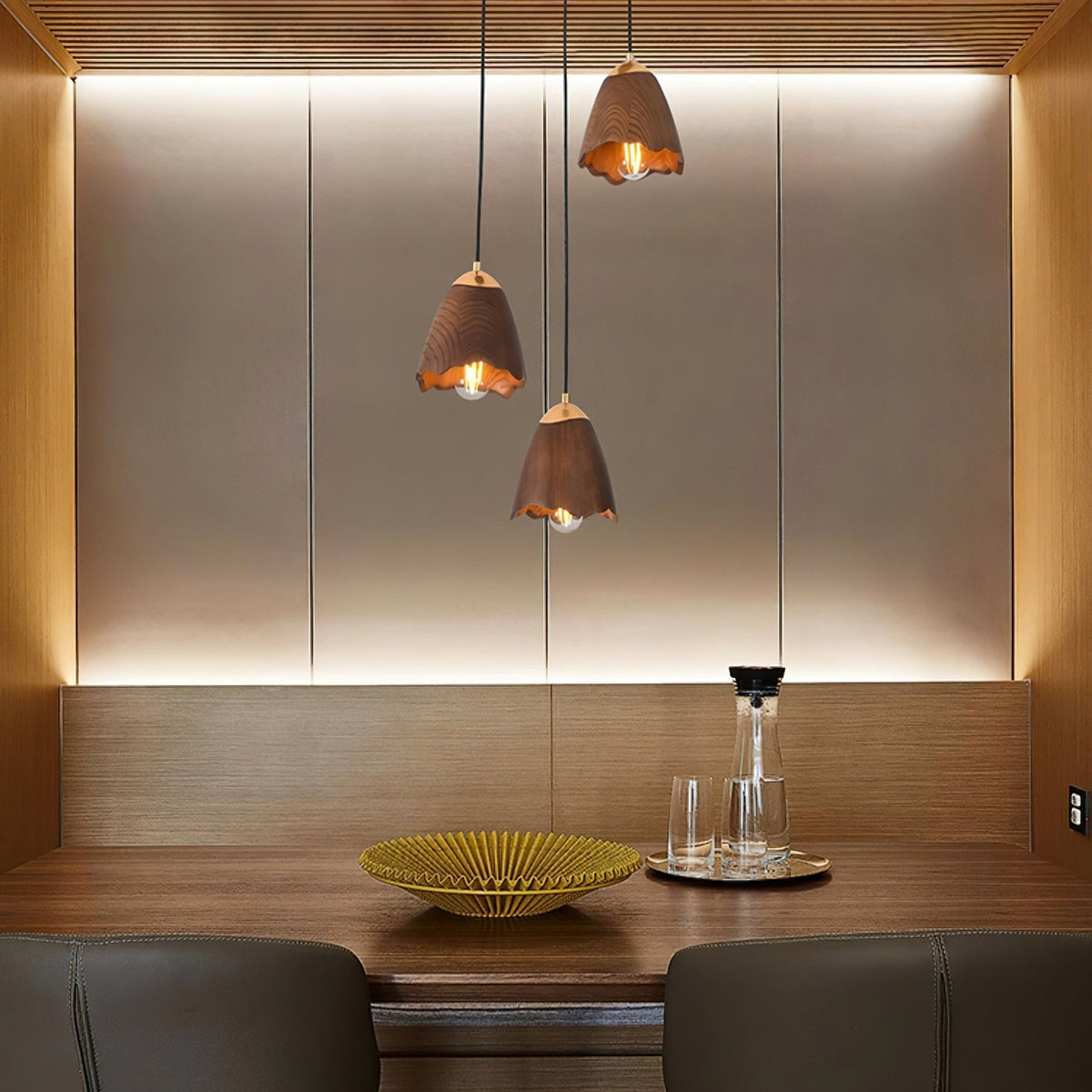 Sartin Modern Minimalist Bell Wood Pendant Lamp