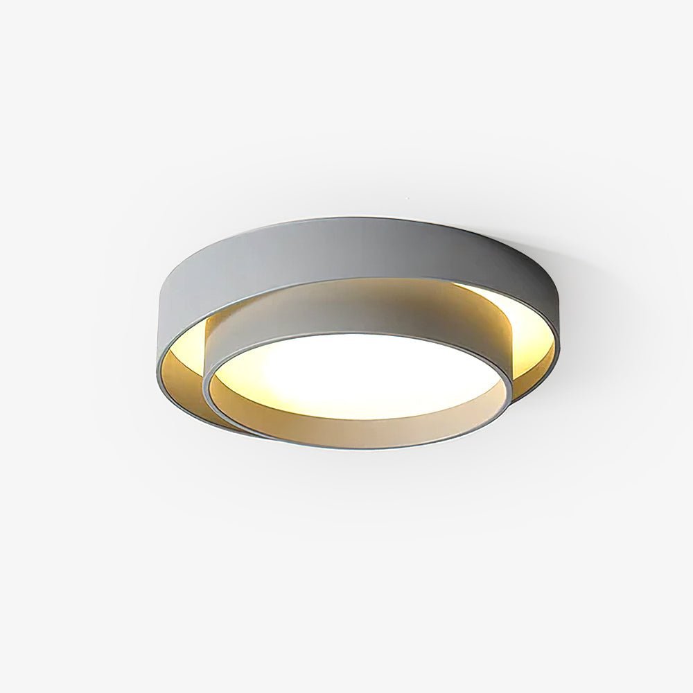 Cassia Ceiling Lamp Double Ring Gray & Black & White Cylinder Shape