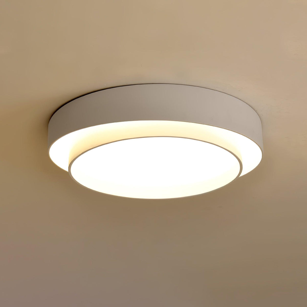 Cassia Ceiling Lamp Double Ring Gray & Black & White Cylinder Shape