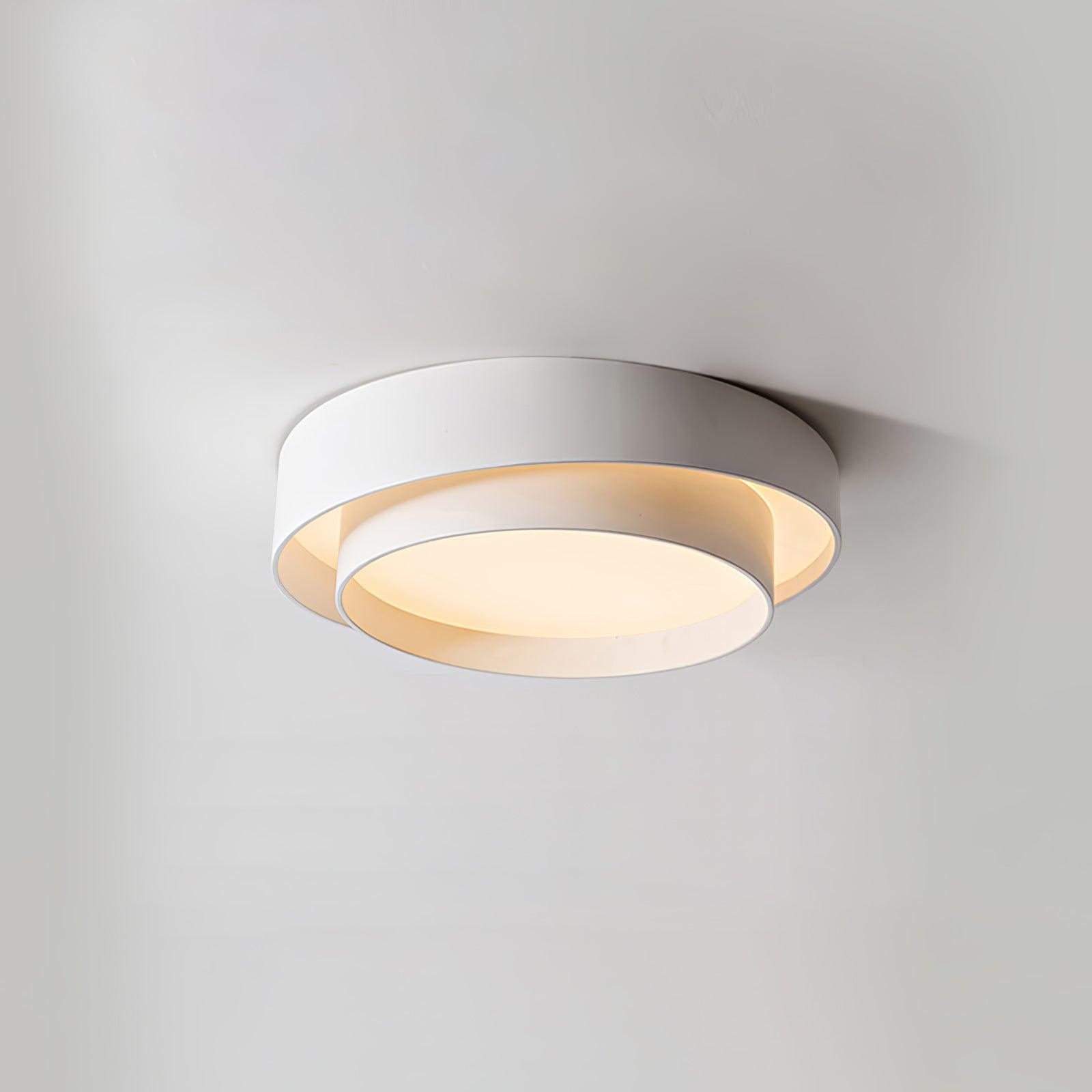 Cassia Ceiling Lamp Double Ring Gray & Black & White Cylinder Shape