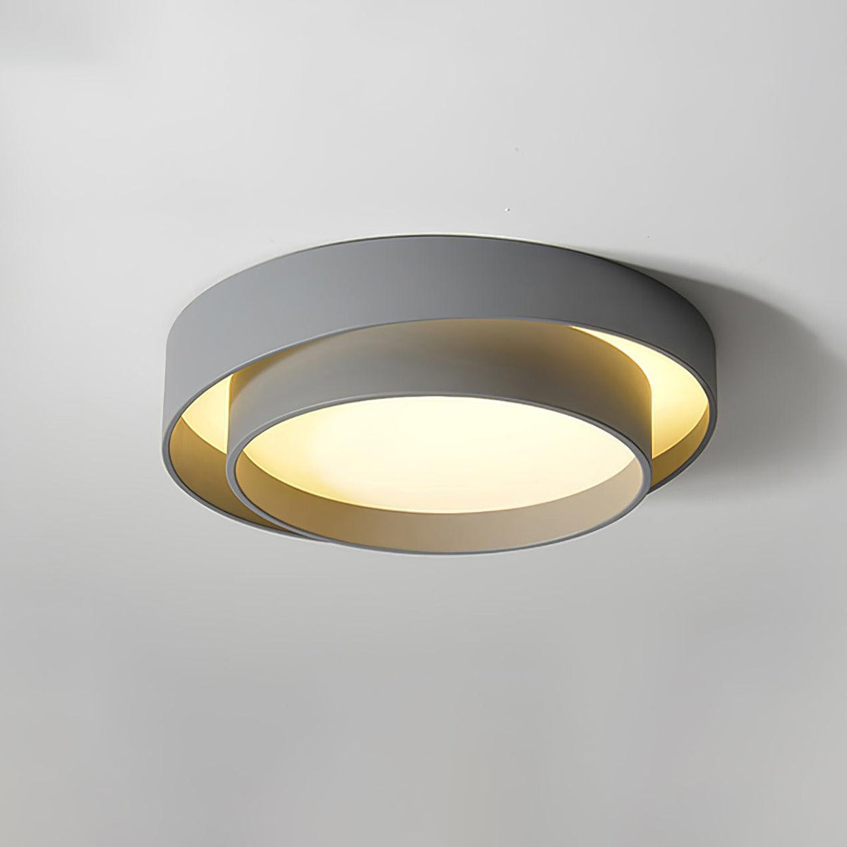 Cassia Ceiling Lamp Double Ring Gray & Black & White Cylinder Shape