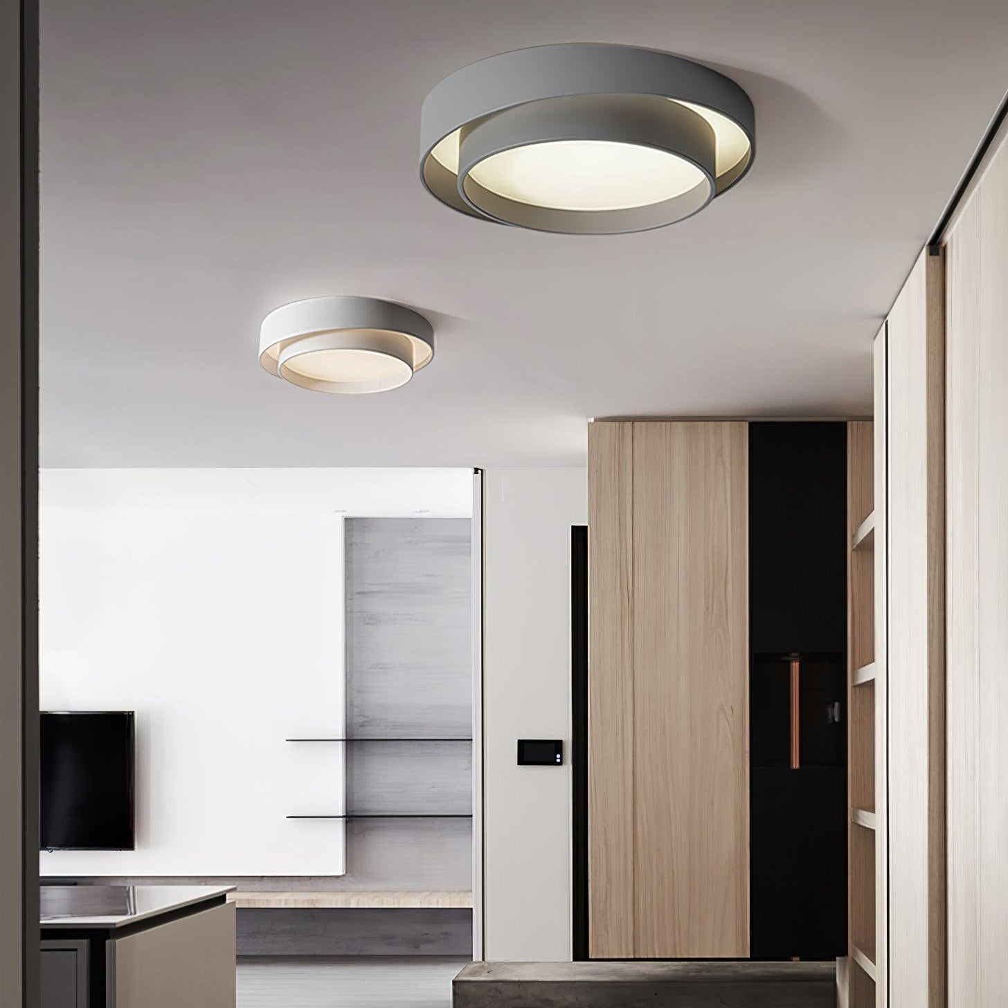 Lustra Ceiling Light Double Layers Modern Cylinder - Neutral Decor