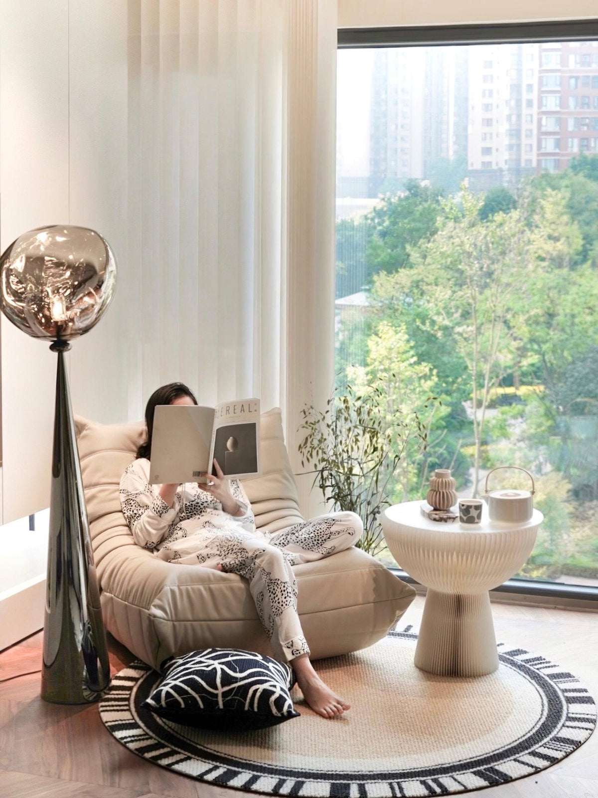 Ovexin Gray Contemporary Floor Lamp
