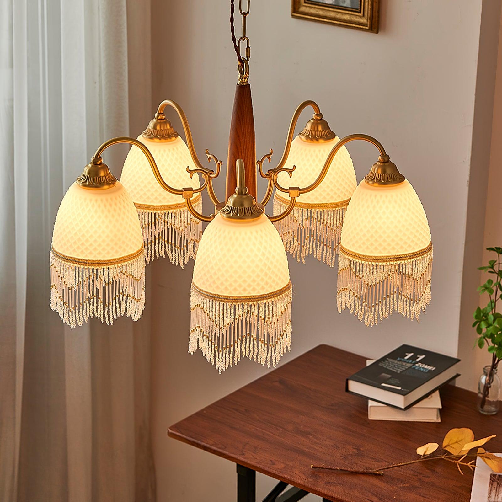Yave Chandelier Tassel Glass Vintage