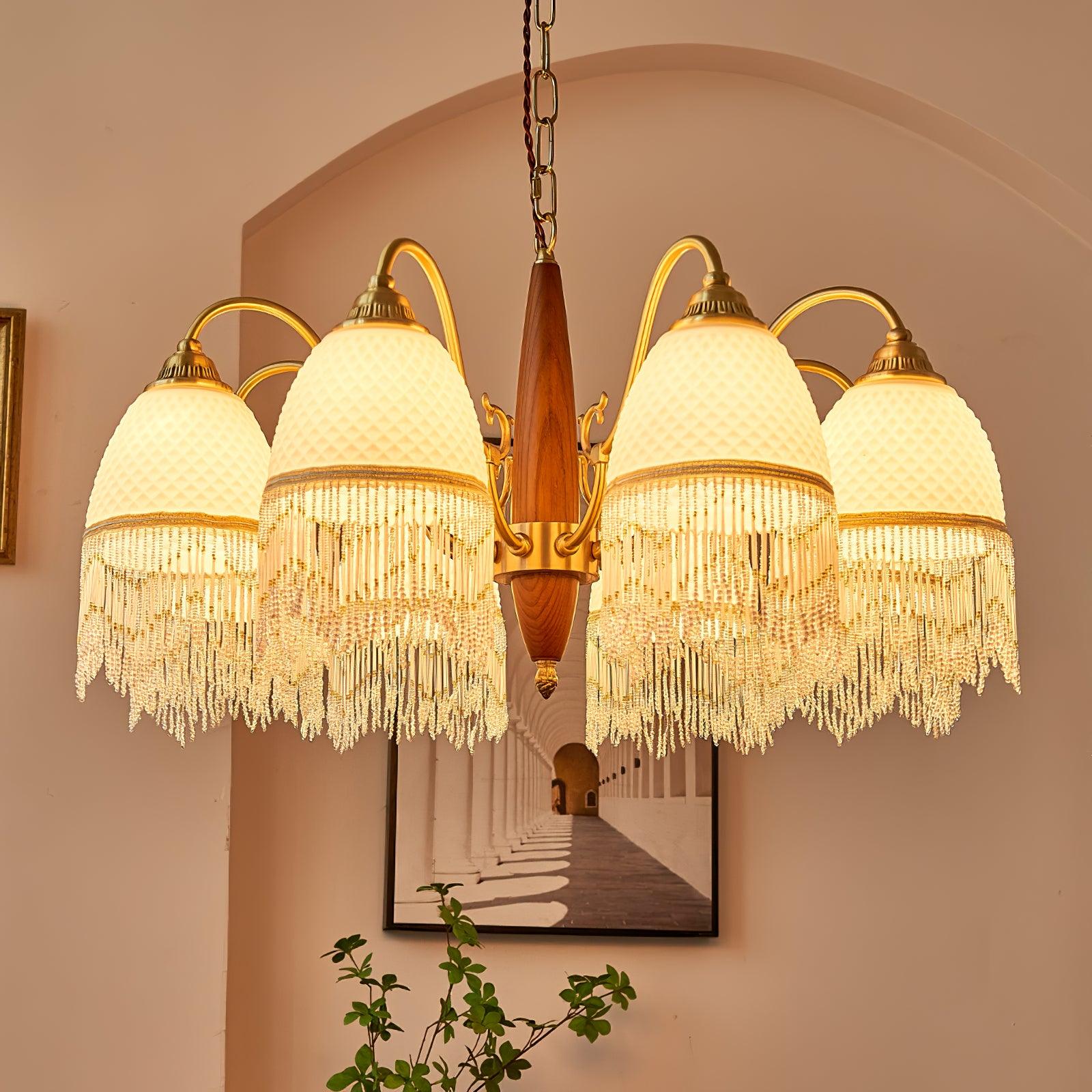 Yave Chandelier Tassel Glass Vintage