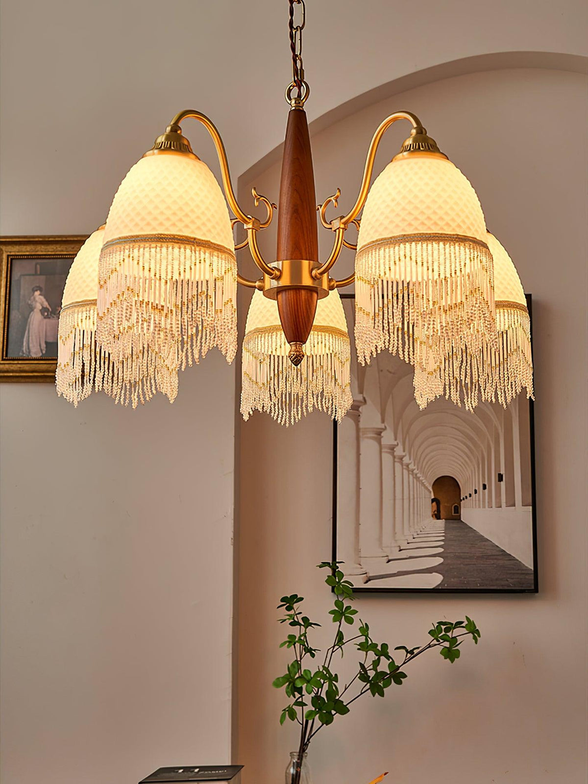 Yave Chandelier Tassel Glass Vintage