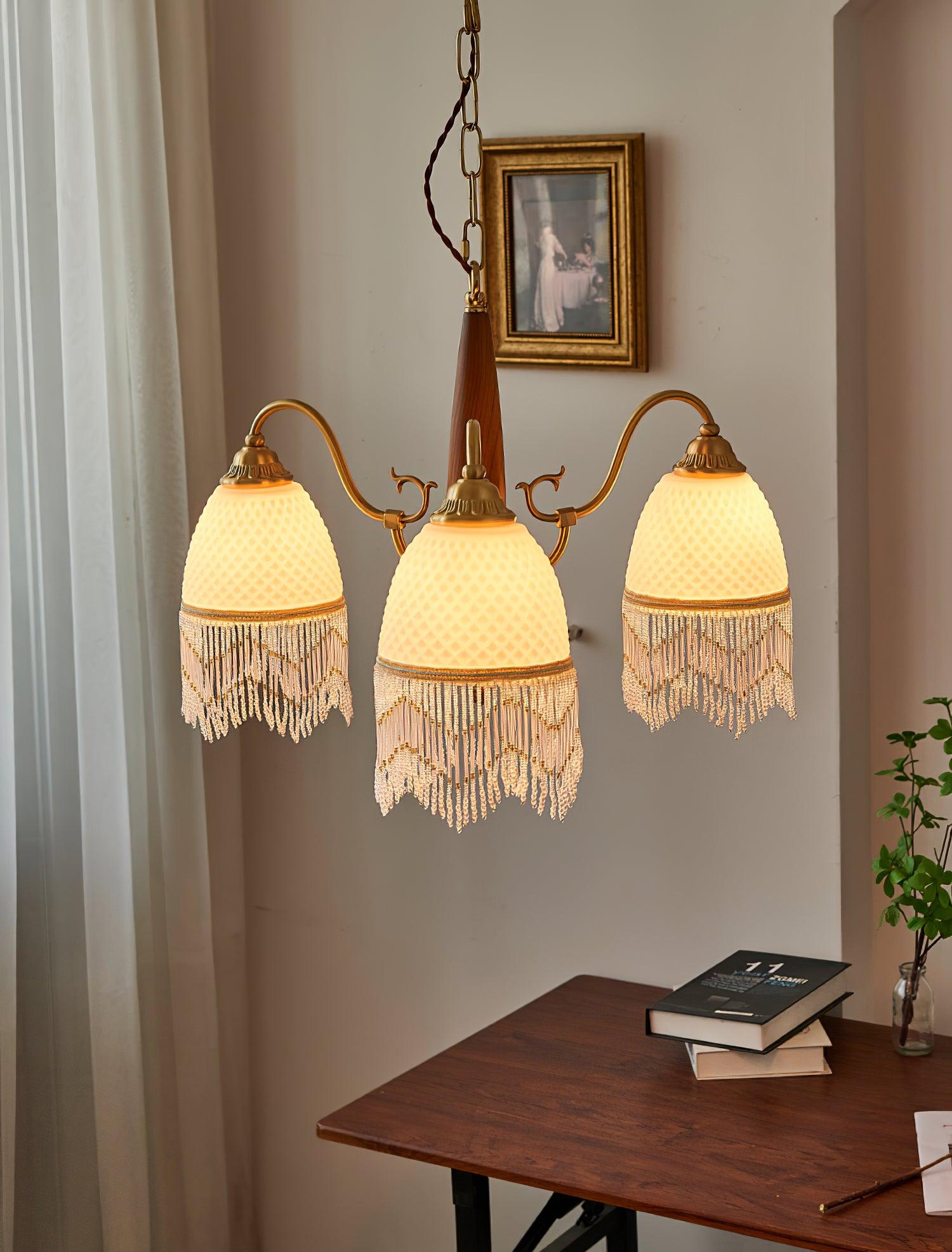 Yave Chandelier Tassel Glass Vintage