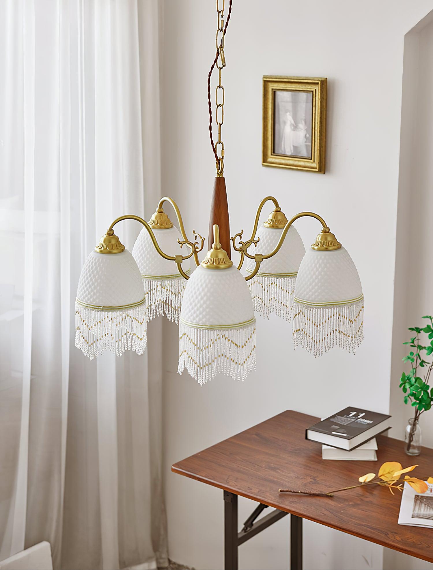 Yave Chandelier Tassel Glass Vintage