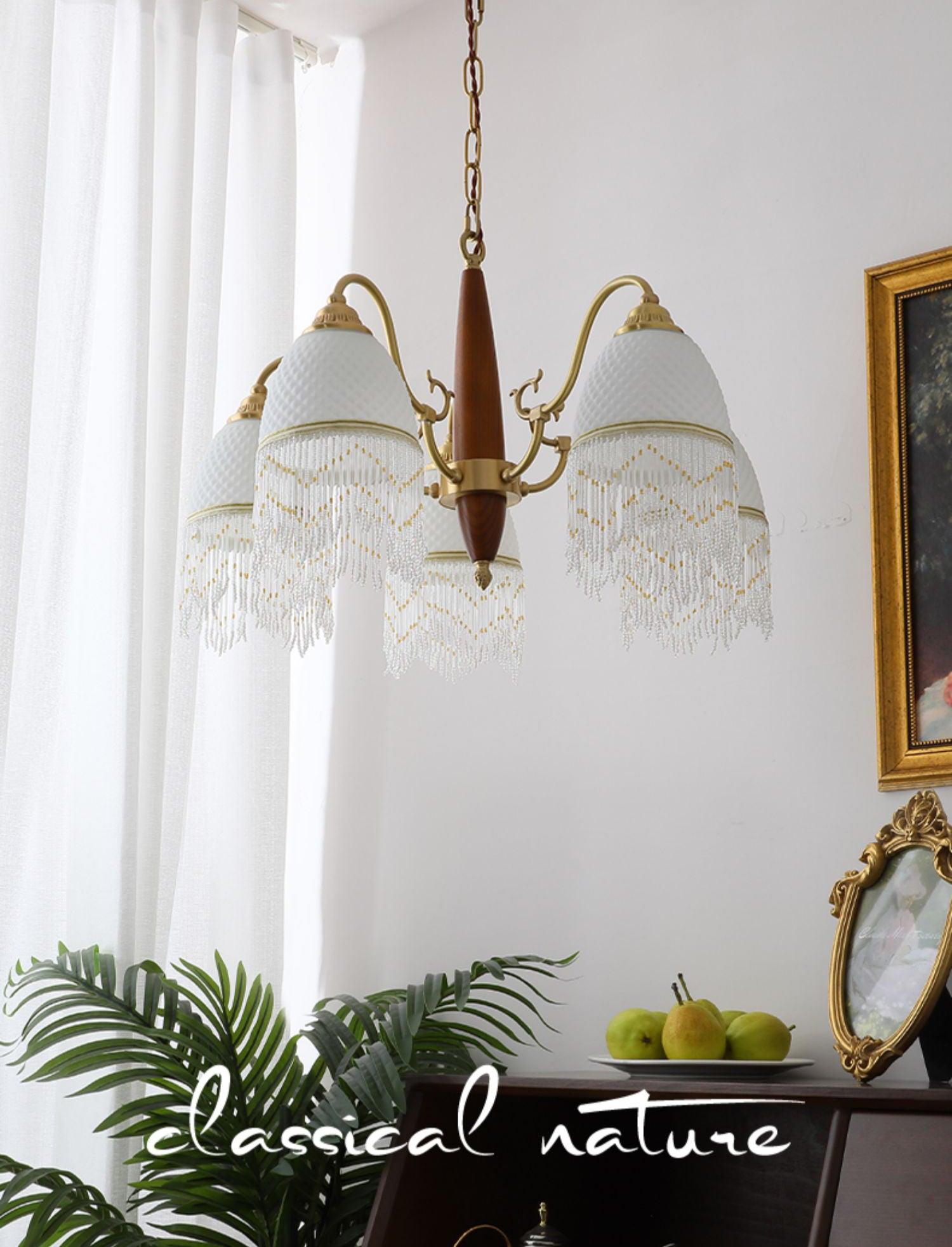 Yave Chandelier Tassel Glass Vintage