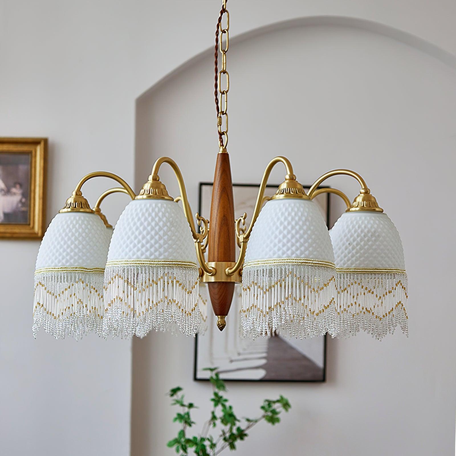 Yave Chandelier Tassel Glass Vintage