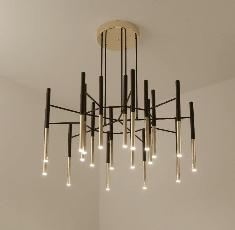 Solara Chandelier Modern Rods Black Gold - Neutral Decor