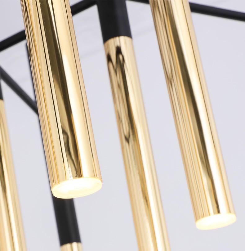 Solara Chandelier Modern Rods Black Gold - Neutral Decor