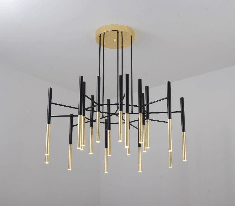 Solara Chandelier Modern Rods Black Gold - Neutral Decor
